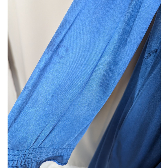 70s Vintage René Blue Satin Lace Nightgown & Robe Set 1970s Glam Lingerie - Picture 10 of 16